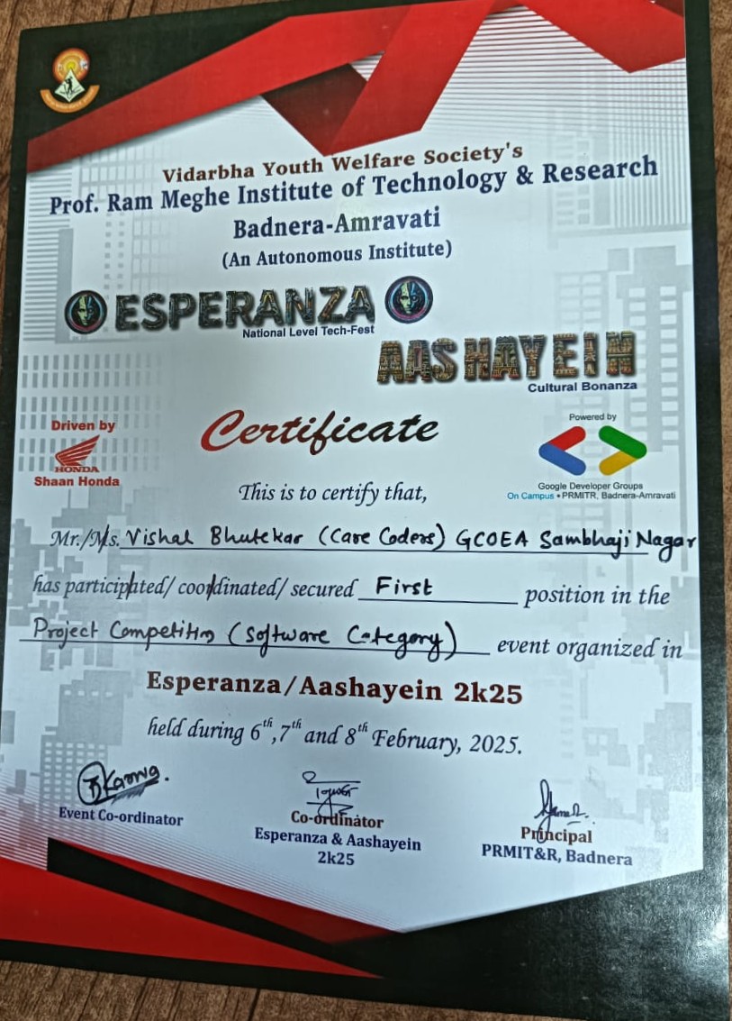 1st Place — National Project Competition