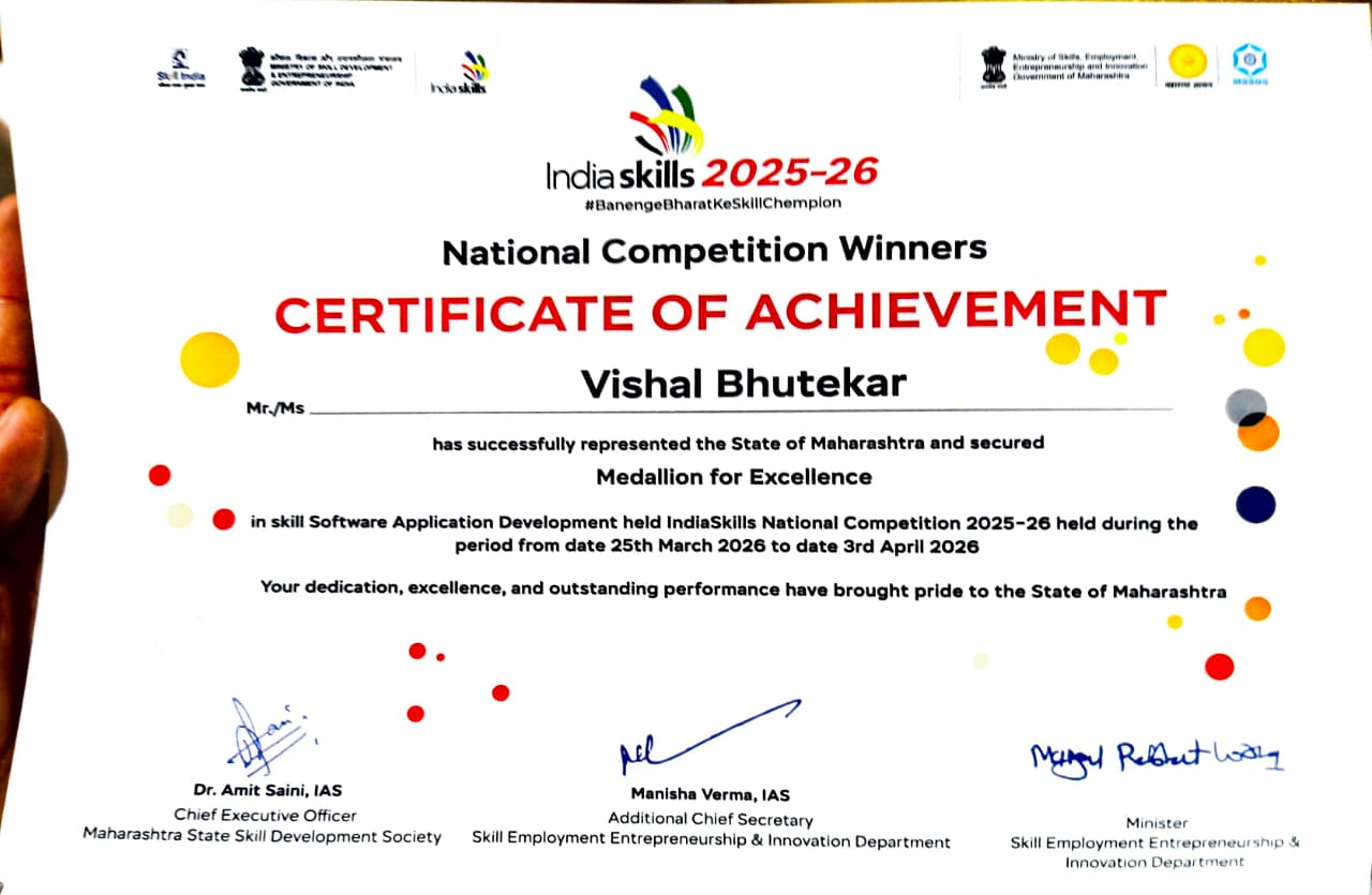 National Finals Medallion of Excellence Certificate